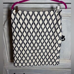 J. McLaughlin Elm Navy White Jacquard A-Line Skirt Preppy Nautical Office